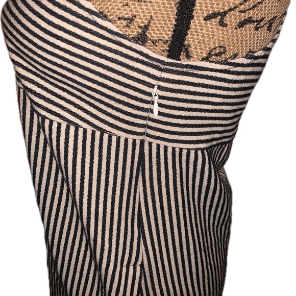 Madewell Striped Black Cream Shift Apron Racerback Casual Dress Pockets Cotton 2 - Picture 2 of 10